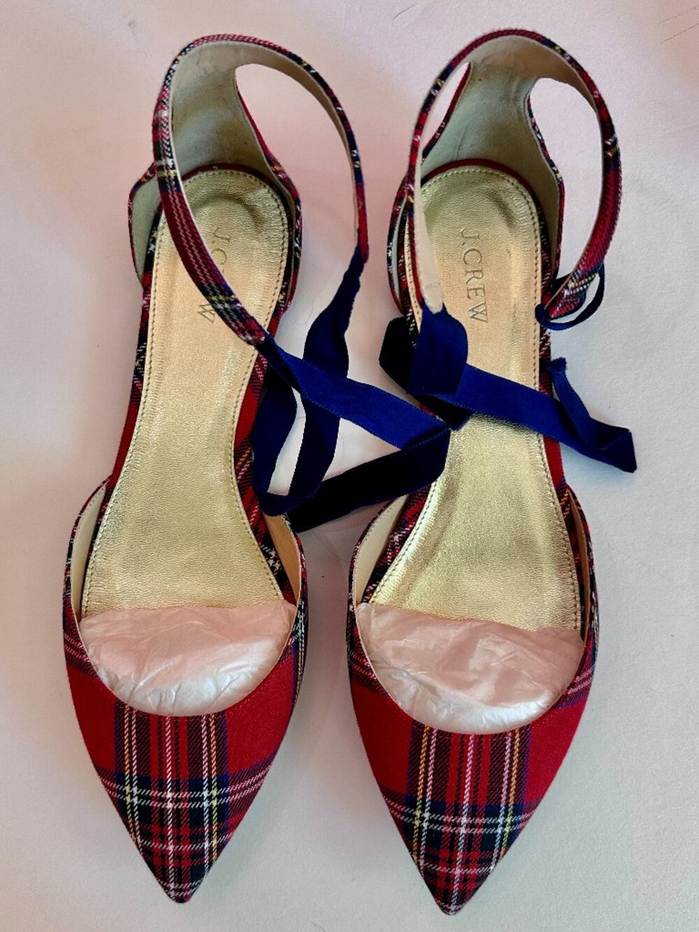 Gorgeous NWT J Crew Tartan Ankle Tie Flat